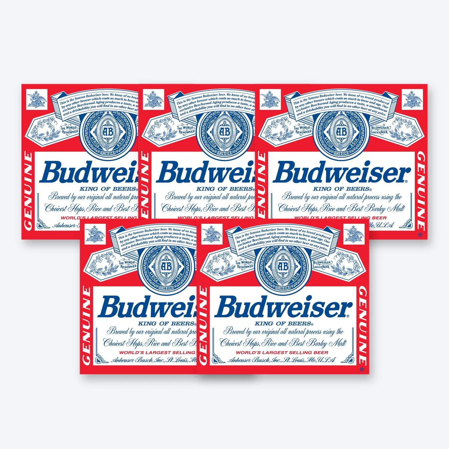 Budweiser Anheuser Busch Bud Beer Aufkleber Set