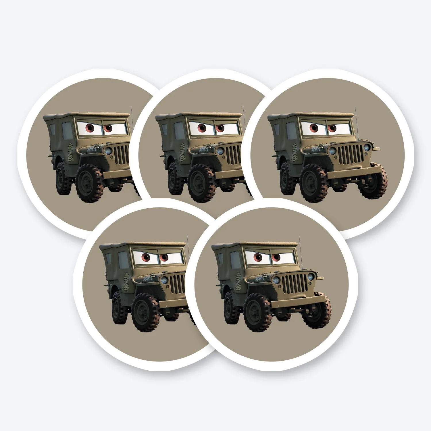 Cars Sarge Willys Jeep Aufkleber Set