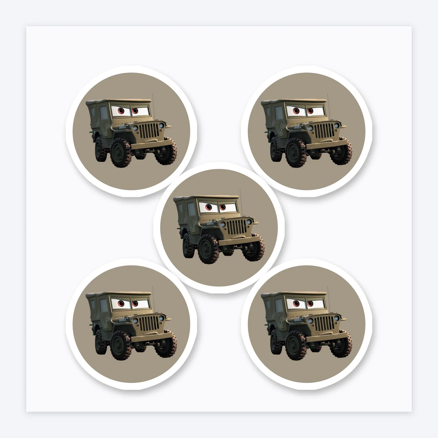 Cars Sarge Willys Jeep Aufkleber Set