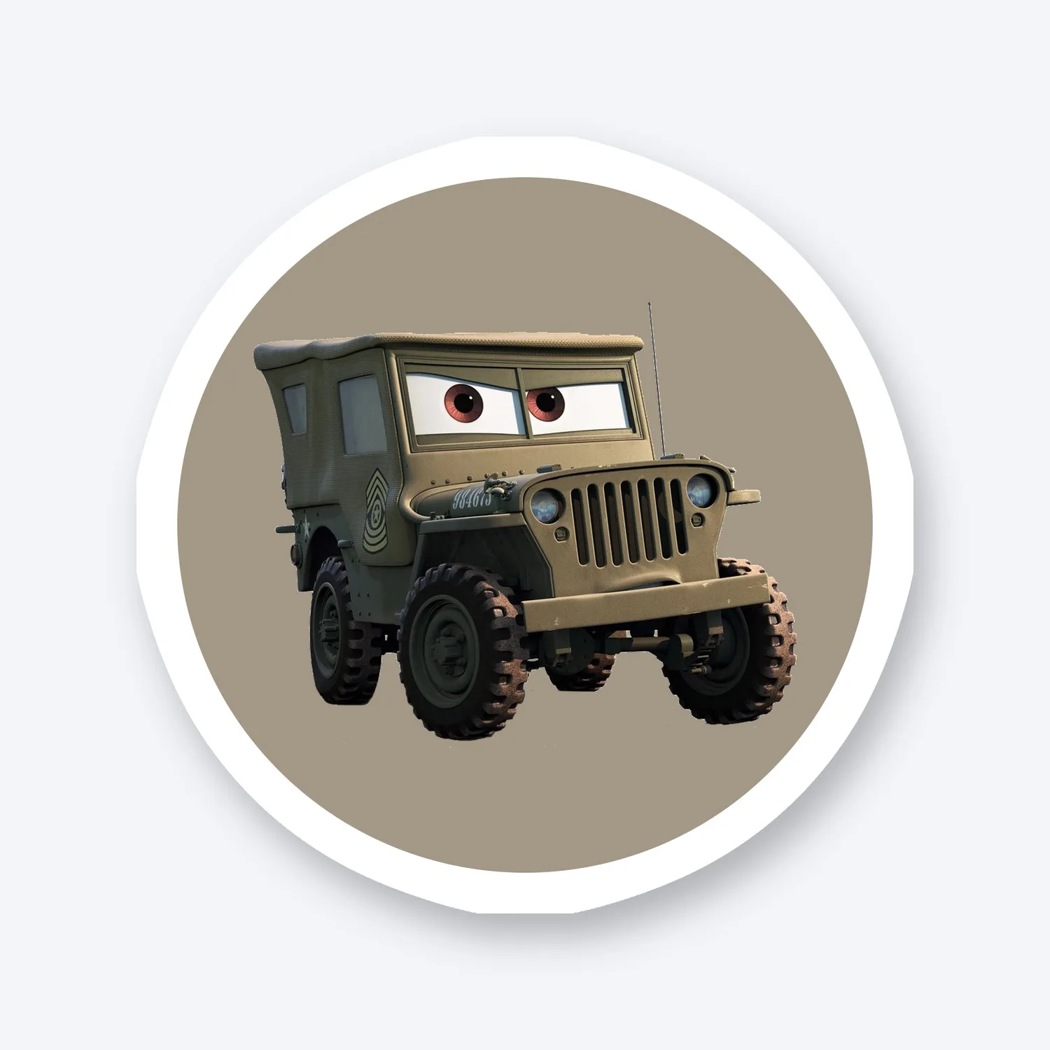 Cars Sarge Willys Jeep Aufkleber Set