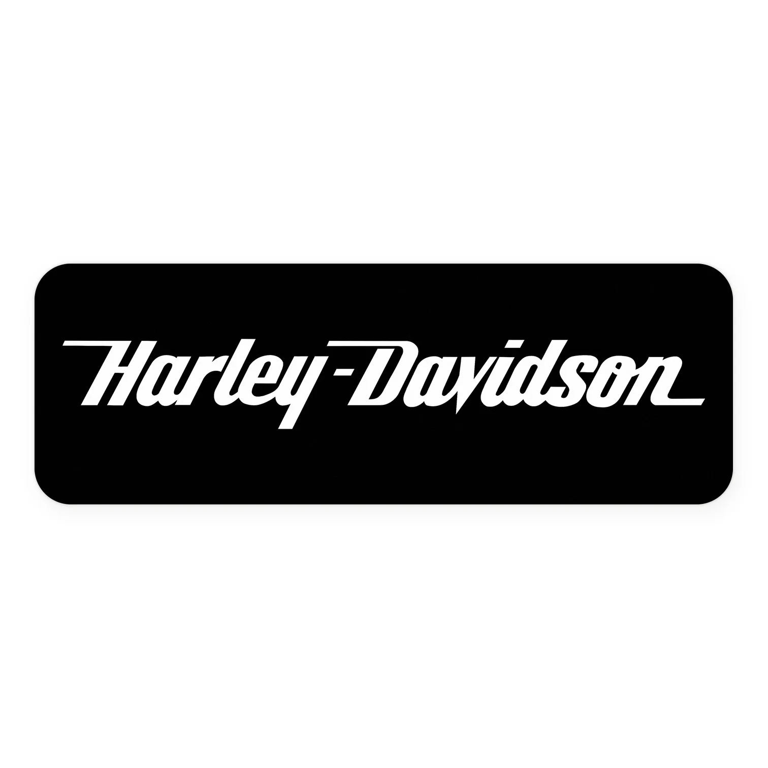 Harley-Davidson LED-Leuchte unbeleuchtet – schwarzes Schild, Frontansicht